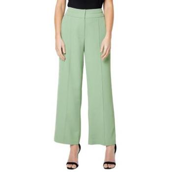 Green Petite Wide Leg Trousers with Stitch Detail