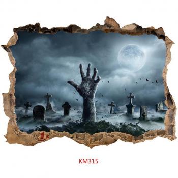 Halloween 3D Wandbild unheimlicher Zauberstab Aufkleber für Wohnzimmer