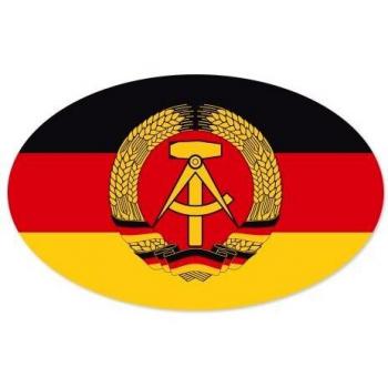 Autoaufkleber mit DDR Emblem Hammer Zirkel Ährenkranz 170 x 105 mm schwarz rot gold