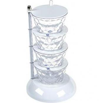 360-Degree Rotating Spice Holder with Clear Glass Containers