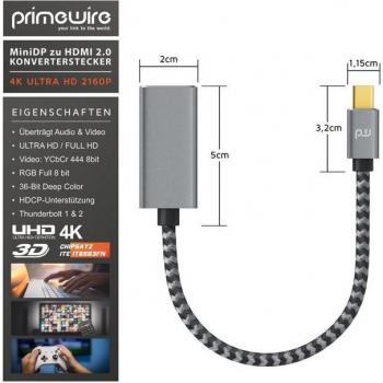 Primewire 4K HDMI Typ A zu Mini DisplayPort Kabel (0,15 m)