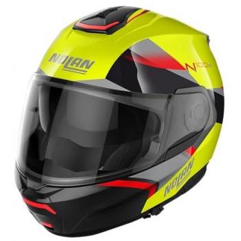 Nolan N100-6 Paloma N-Com Casco Moto Modulare P/J Nero Rosso Giallo Taglia L
