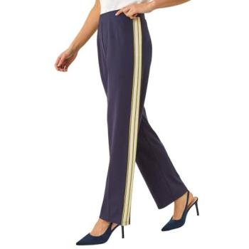 Women's Roman Navy Stripe Stretch Trousers – Petite, 18