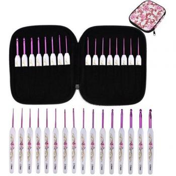 Complete 16-Piece Crochet Hook Set for Knitting