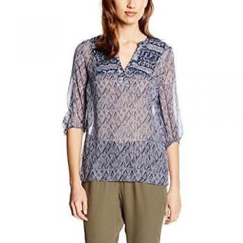 Blusa de seda ligera azul XL/XS con estampado