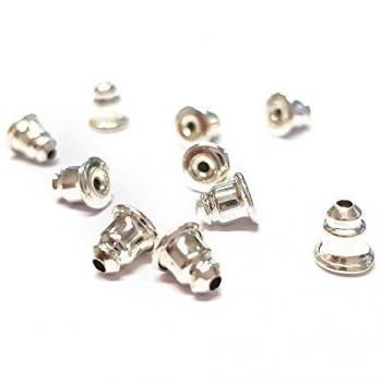 Boucle d'oreille fermoirs plaqués en laiton argenté (10 pièces)