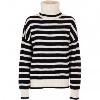 Pullover allargato design a strisce doppio colore