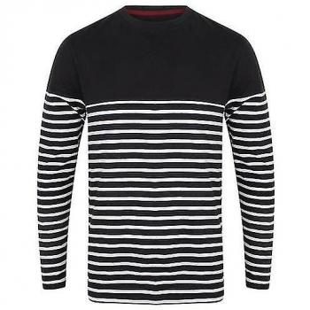T-shirt à manches longues homme rayures bretonnes bleu marine et blanc XL