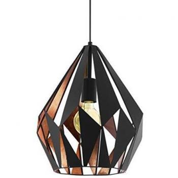 EGLO Carlton 1-Flame Vintage Pendant Lamp in Black and Copper