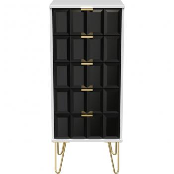 Ready Assembled 2U Metro 5‑Drawer Tall Bedside – True Black