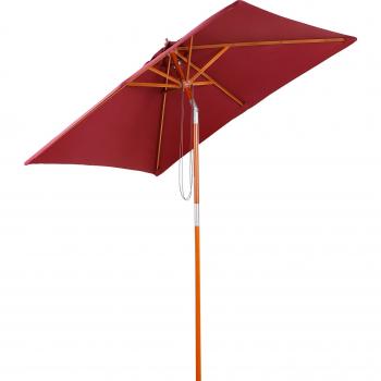 Knickbarer Gartenschirm aus Tannenholz, 3-stufig, Weinrot, 200x150x235cm