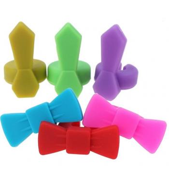 6 pièces marqueurs de vin en silicone nœud papillon