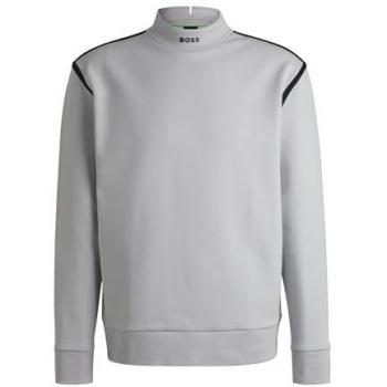 Felpa BOSS Silas Tape grigio chiaro/nero con logo al colletto