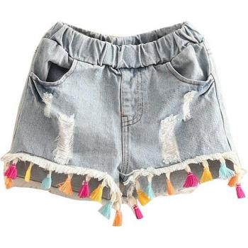 Children's Ethnic Style Denim Shorts for Girls (3-12 Years)