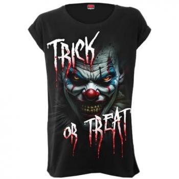 Trick or Treat Black Turn-Up Sleeve Relaxed Fit Top