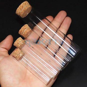 5er Set 40x100mm Labor Reagenzglas aus Glas mit Holzstopfen flach