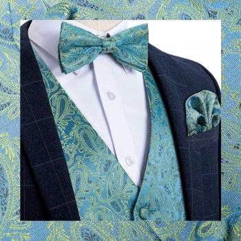 Chaleco de Seda Verde Azulado + Conjunto Esmoquin J‑114
