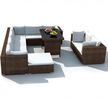 VidaXL Gartenmöbel 10-tlg. Poly Rattan Lounge Gartengarnitur Sitzgruppe Sofa