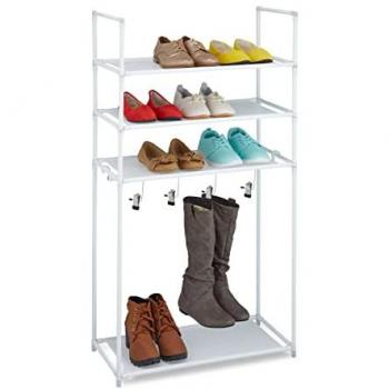 Scarpiera 4 Ripiani Relaxdays, Porta Stivali, 13 Paia di Scarpe, Bianco