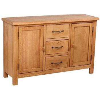 Contemporary Oak Sideboard with 3 Drawers 110x33.5x70 cm
