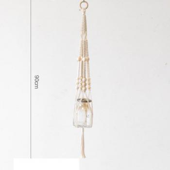 Urban Oasis Green‑Yellow Beige Macrame Plant Holder with Bean Green/Yellow Black Twist