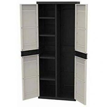 Double Porte Armoire Titanium Plastiken, Étageres & Penderie – 70 × 44 × 176 cm (Intérieur/Extérieur)