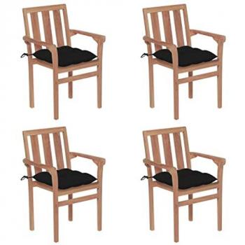 VidaXL Sedie da Giardino con Cuscini, 4 unità, Teak Massiccio