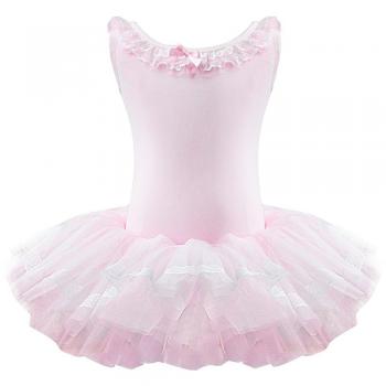 IEFiEL Kids Balletkleid “Volantes” – Keyhole‑Schlitz – Pink – XL 122-128