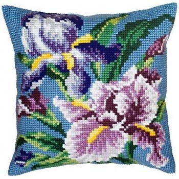 D’Art Purple Iris Embroidered Pillow – Collection C