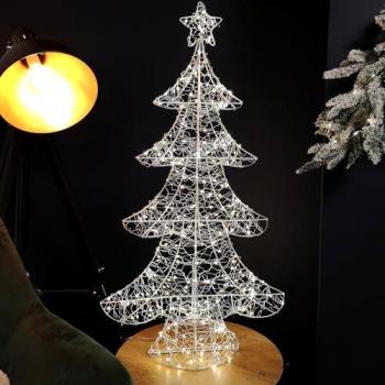 90cm Illuminated White Christmas Tree Decoration with 300 Warm White LEDs