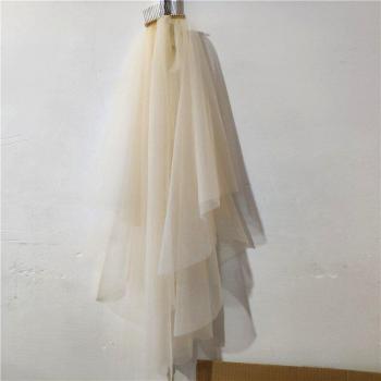 Simple Champagne 2 Layer Cut Edge Bridal Veil