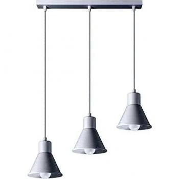 Suspension Luminaire Taleja Bar Acier blanc 3 ampoules 120cm