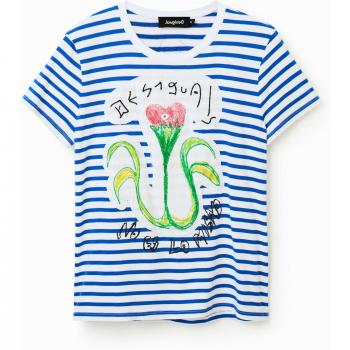 Maglietta Desigual a righe floreali per donna