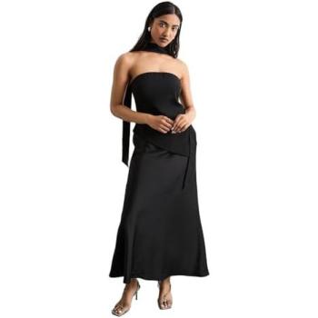 Elegant Black Strapless Bodice Dress – 12