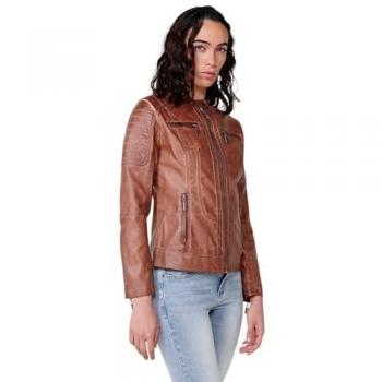 Vestido de cuero sintético para mujer con cremallera frontal