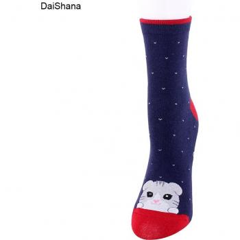Chaussettes imprimées de chats pour femmes, style Harajuku, 1 paire