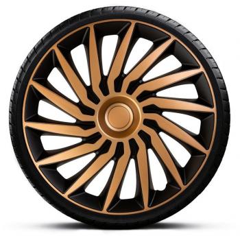 AutoStyle Kendo 15 Black‑Gold Hubcap Kit (4pcs)
