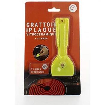 Grattoir pour plaque de cuisson avec 5 lames de rechange