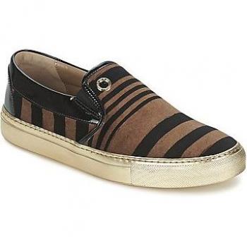 Sonia Rykiel Velvet Slip-Ons for Women in Brown Stripes