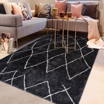 Berbère noir & blanc 80×150 – Tapis d’entrée artisanal OEKO‑TEX