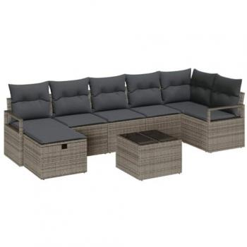Conjunto de muebles de jardín 8 pcs gris poliratán