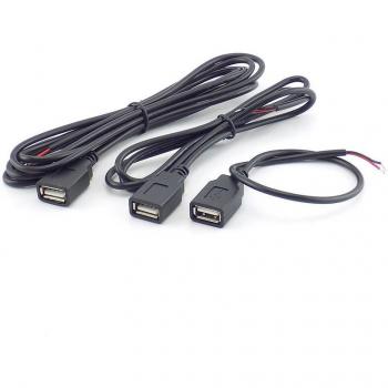 DIY USB 2.0 Type A Female Power Cable, 2 Pin, DC 5V, H10 Connector, 0.3/1/2M