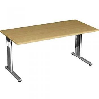 Geramöbel Flex Schreibtisch ahorn, C-Fuß-Gestell silber, 160 x 80 cm