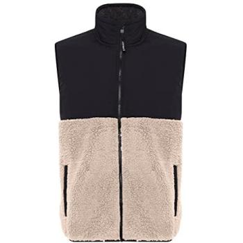 M‑Größe Herrenbeige Fleeceweste – 100 % Polyester