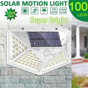 4pcs Waterproof 100-LED Solar Infrared Sensor Light for Garden