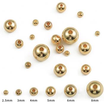 18K Gold Plated Smooth Ball Beads
