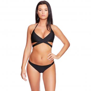 Bikini Black Set – Push Up mit Softcup und Slip Neckhülle, Größe 42
