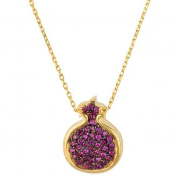 Collar de granada rosa en oro LATELITA