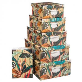 5 FIVE SIMPLY SMART Lot de 6 Boîtes de rangement avec poignées et coins en métal déco Palawan