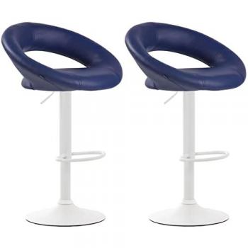Tabourets de Bar Olinda en Similicuir avec Piètement Trompette, Bleu et Blanc